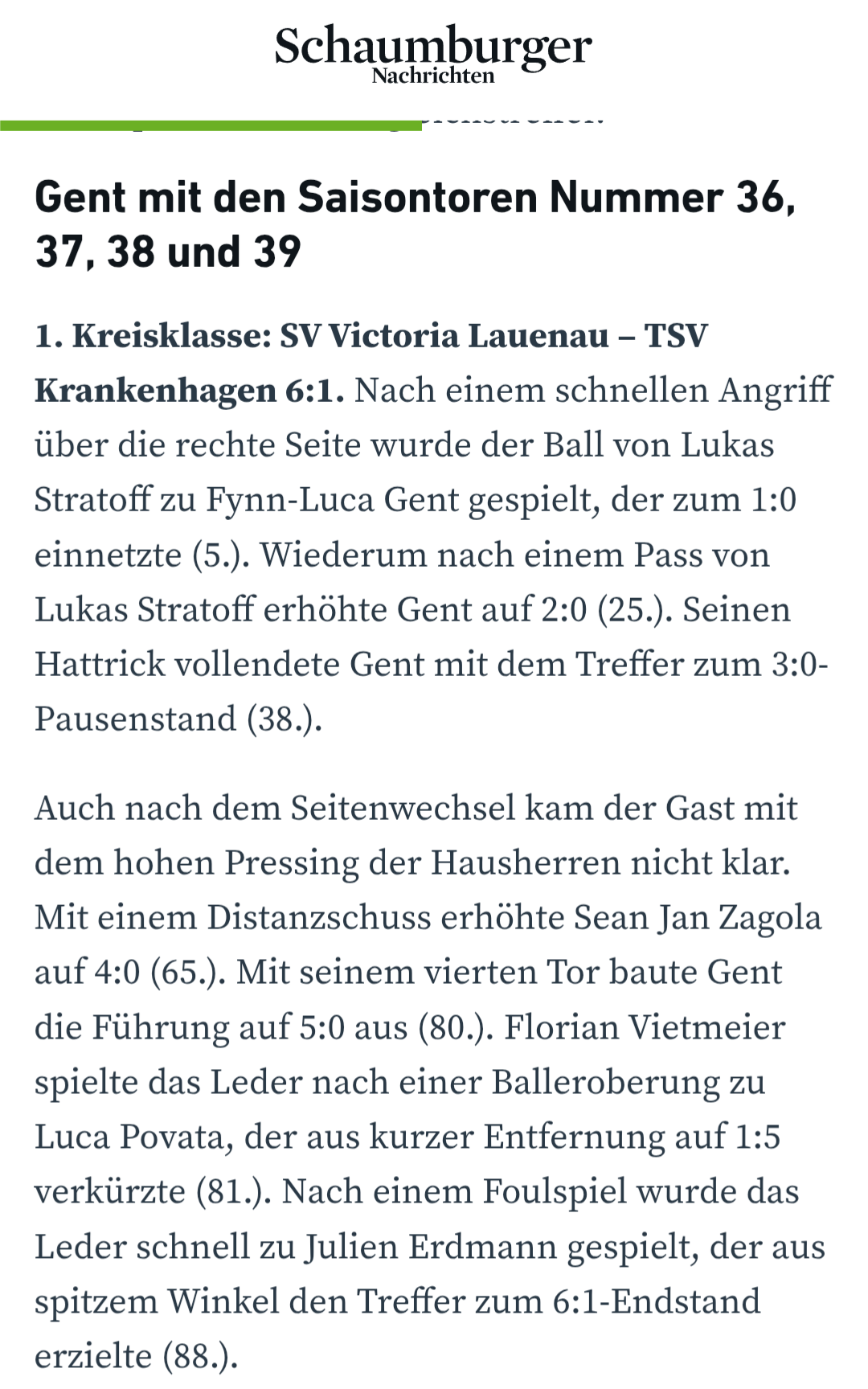 Artikel Fynn Luca Gent schießt die Liga ab 17.11.2025