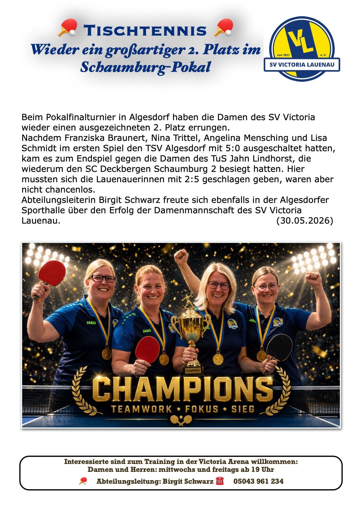 Schaumburg-Pokal Tischtennis Damen