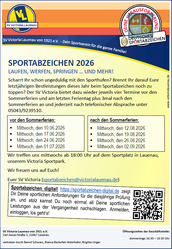 Sportabzeichentermine 2026