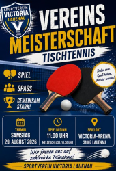 29.8.2026 ab 11 Uhr: Tischtennis Vereinsmeisterschaften